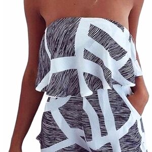 Chic Monochrome Strapless Jumpsuit